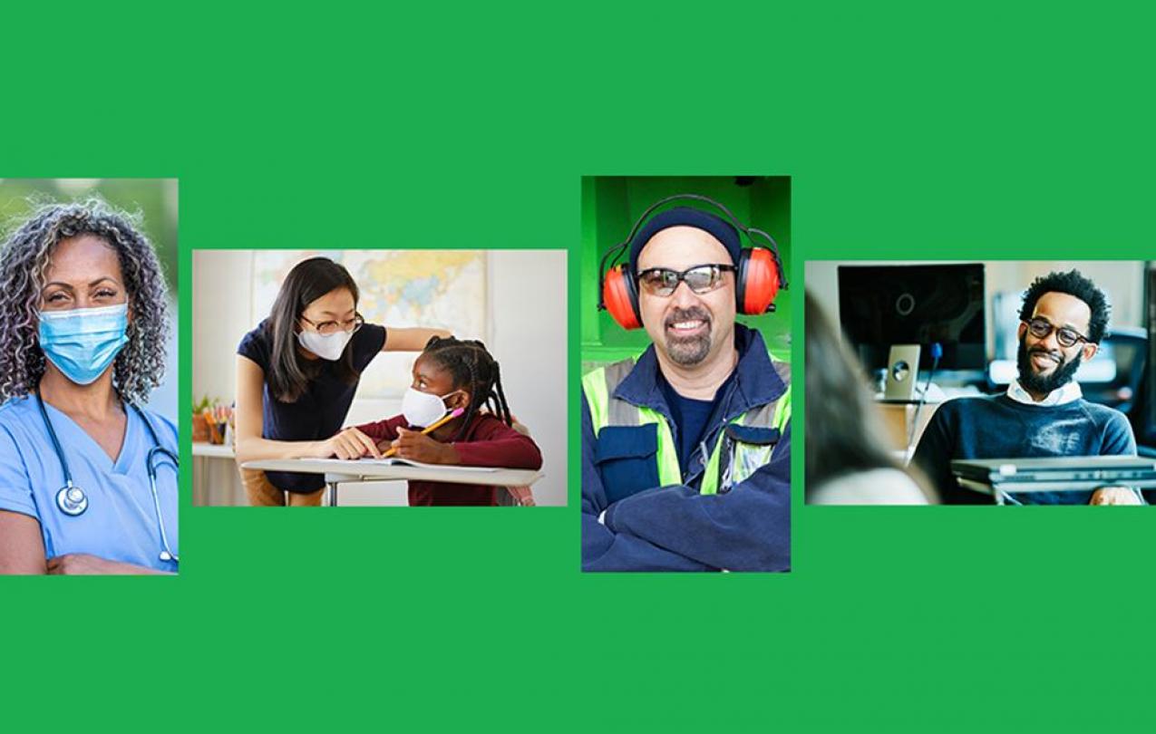 Photo of four AFSCME members in different professions